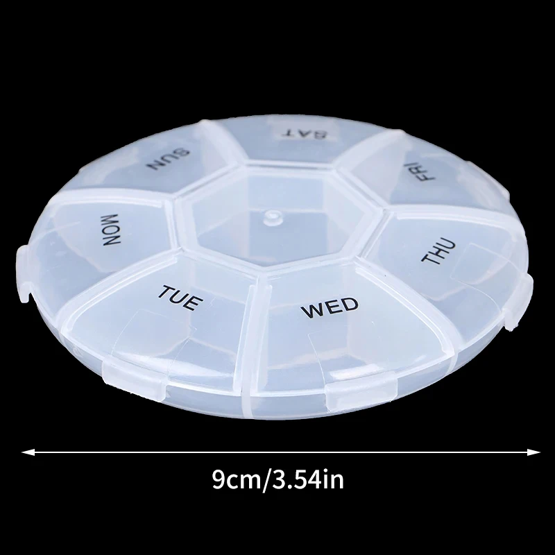 صندوق حبوب مستدير للسفر لمدة 7 أيام، صندوق حبوب مقاوم للرطوبة للجيب، علبة حبوب منع الحمل اليومية، حاوية حامل دواء محمولة للسفر #6