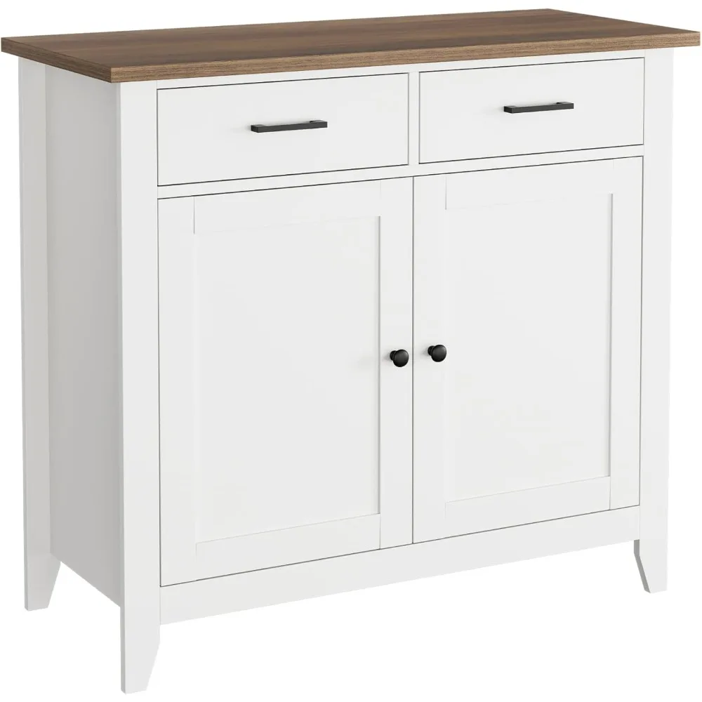 

Modern farmhouse buffet cabinet with storage. Coffee bar with 2 drawers and 2 doors. Floor sideboard buffet