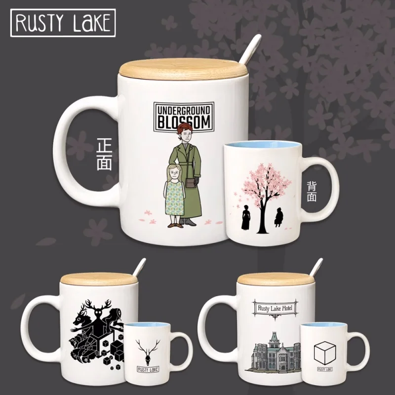 

Anime Rusty Lake Water Cup Ceramic Mugs Coffee With Lid Spoon Cosplay A7105