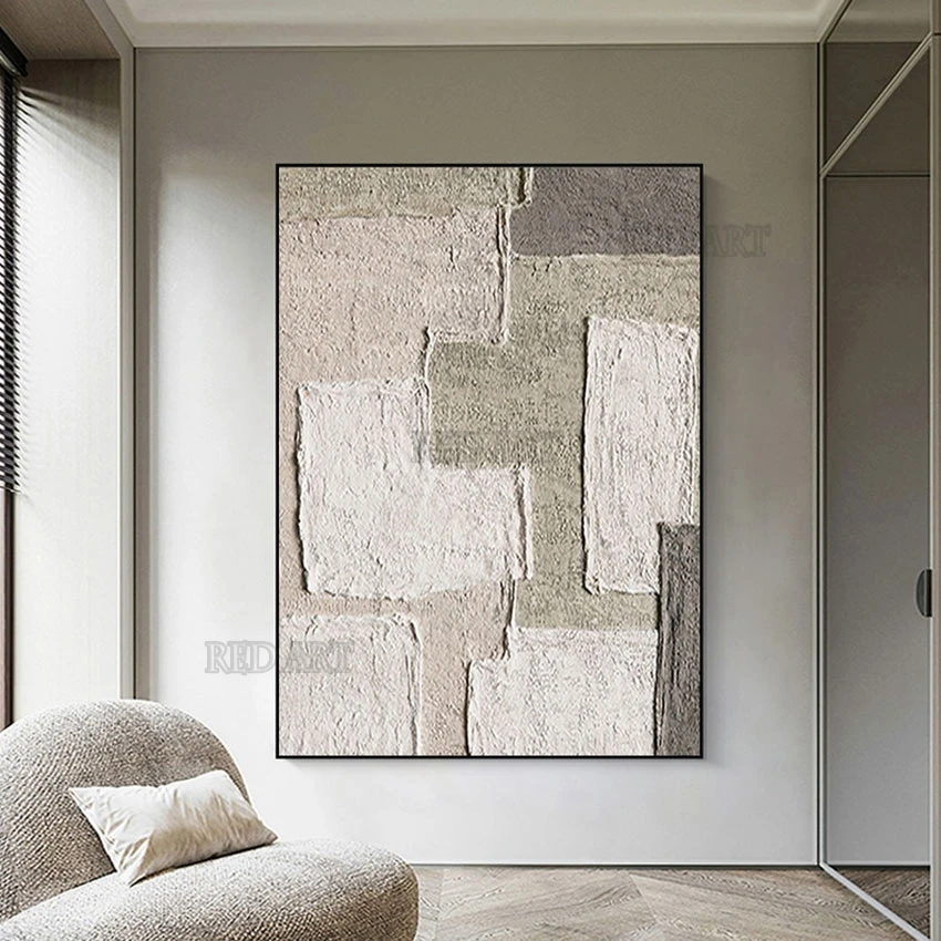 

Картина маслом с толстым ножом, абстрактные цветные блоки, настенный постер, текстурное искусство на холсте, огромное украшение отеля, без рамы