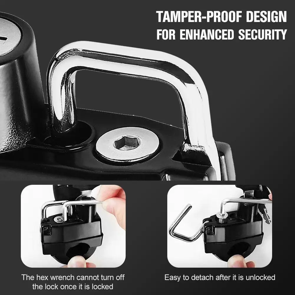 Motorcycle Helmet Lock Anti-Theft Bicycle Helmet Security Locks For 20-28mm Handlebar With 2 Keys And Installation Tool