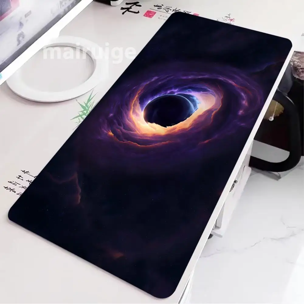 

Коврик для мыши с черным отверстием, большой коврик для компьютерной офисной игры, настольный коврик XXL, резиновый противоскользящий коврик с прошитыми краями, коврики для клавиатуры, длинные настольные коврики