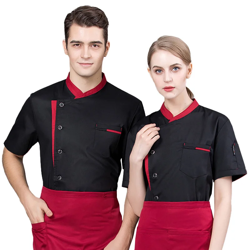 

Summer Chef Uniform Kitchen Hotel Cafe Cooking Work Clothes Short Sleeve Shirt Catering Cook Jacket Tops for Man Women