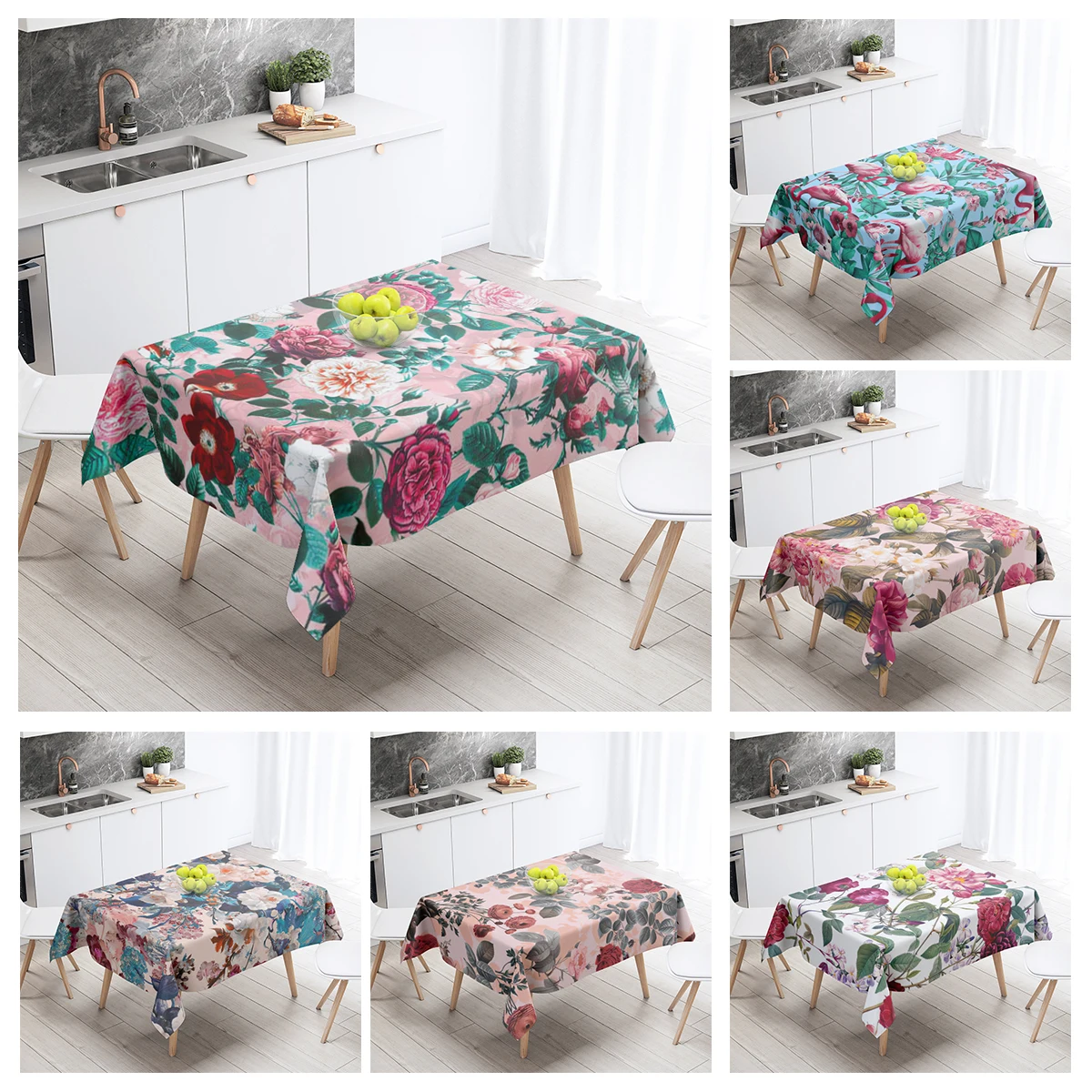 Home tablecloths dining decoration and rectangular table accessories waterproof cloth Anti-stain restaurant Nordic plant flower