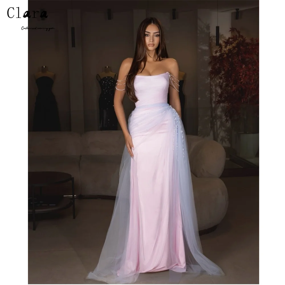 

Clara Custom Pink Fishtail Off-shoulder Spaghetti Straps Dresses 2025 Woman Luxury Evening Dress 2025 Formal & Evening Gowns