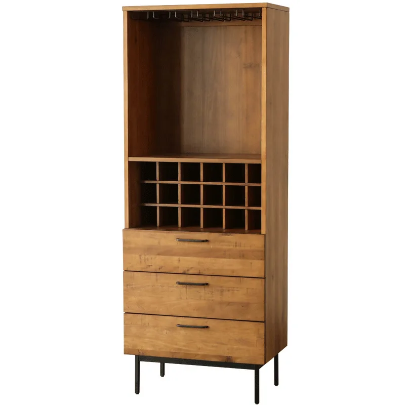 

Nordic silent wind oak carved dining side cabinet, living room wine cabinet against the wall, retro medieval solid wood side