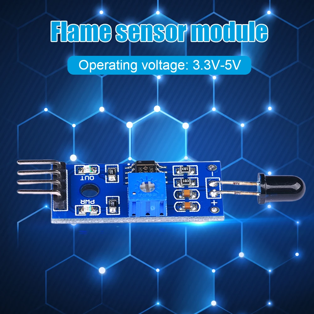 4 Pin IR Flame Detection Sensor Module 3.3V-5V Fire Detector Infrared Receiver Module Sensitivity Adjustable for Arduino DIY Kit