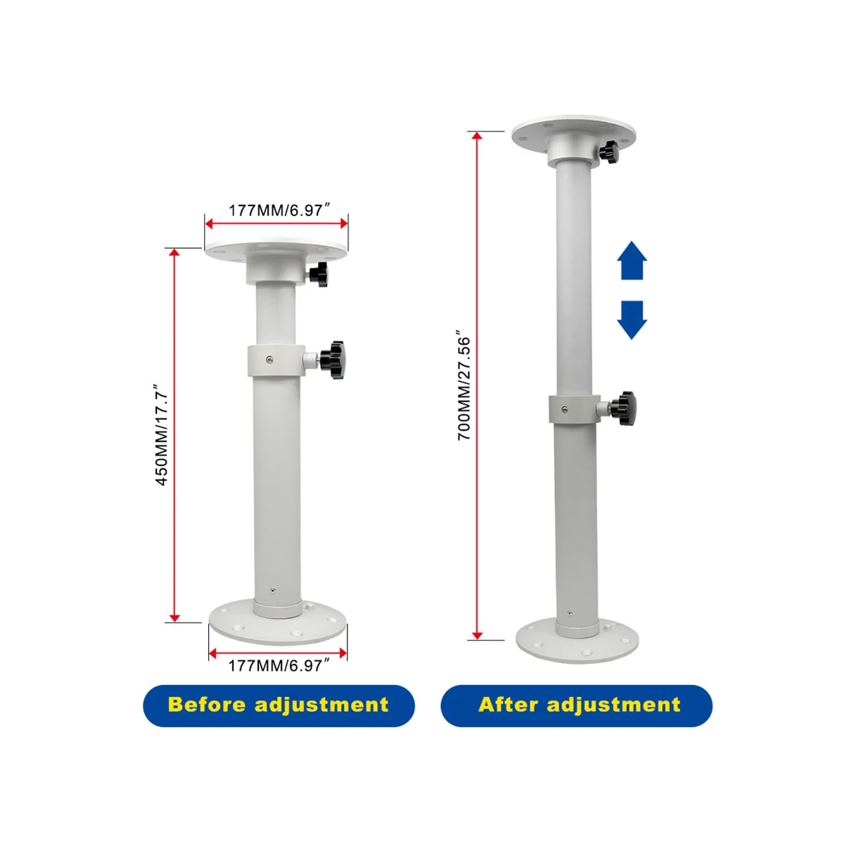 Adjustable Table Pedestal Detachable Table Base Stand Leg Base Mount -Frame Aluminum Alloy Table Base for RV Boat Yacht