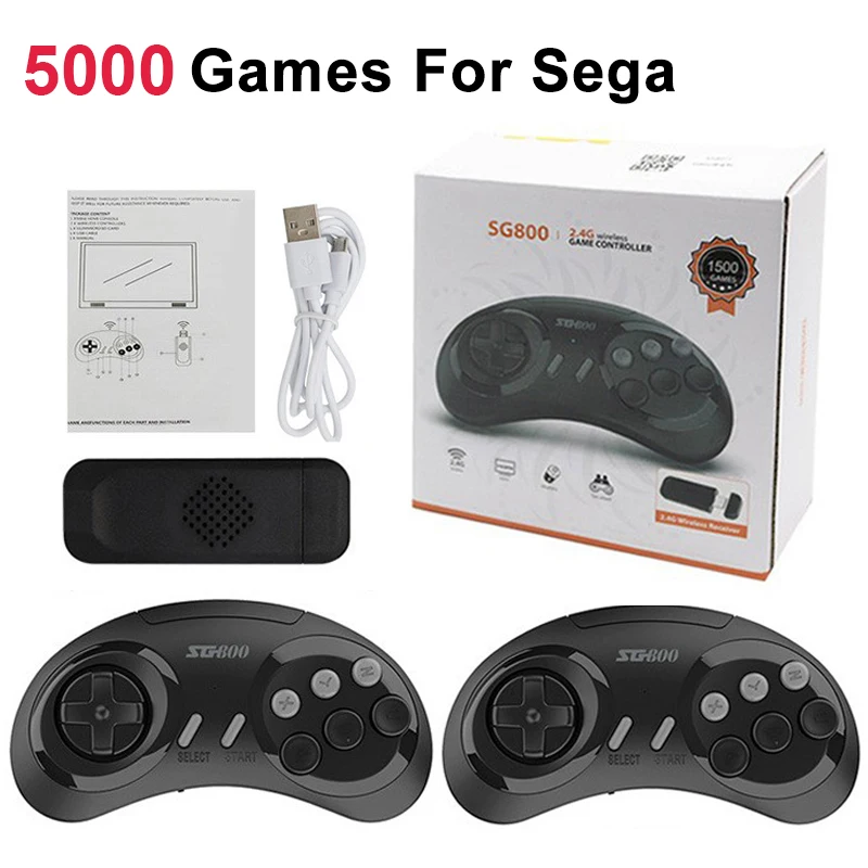 

Retro Game Console HD TV Video Game Stick 16 Bit For Sega Genesis Built-in 5000 Classic Games with Controllers Gamepad SG800