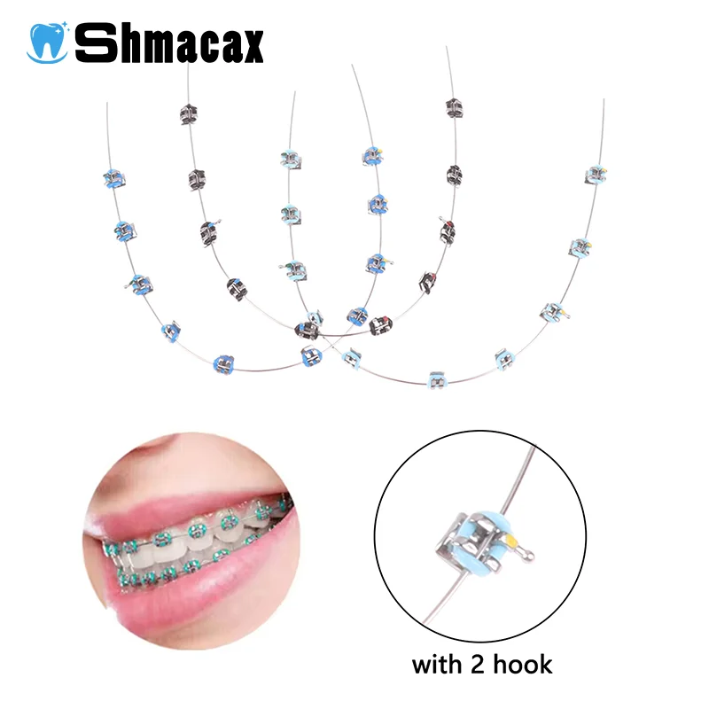 2PCS  Split Type Mini Colorful Brackets With Hook Dental Fake Braces Temporary Tooth Decoration Dental Tool