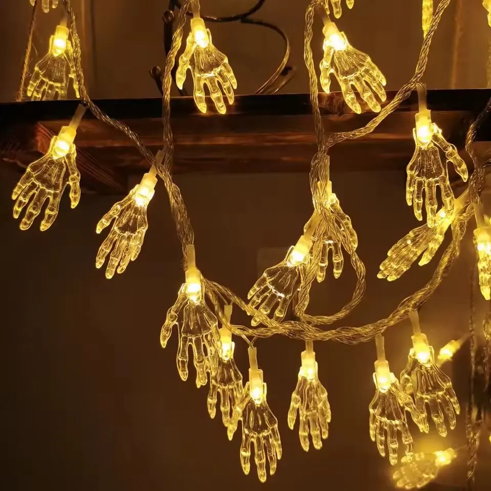 Guirlande lumineuse LED à griffes fantômes pour Halloween, lampe de décoration alimentée par batterie, lumières d'ambiance d'horreur pour fête et maison hantée