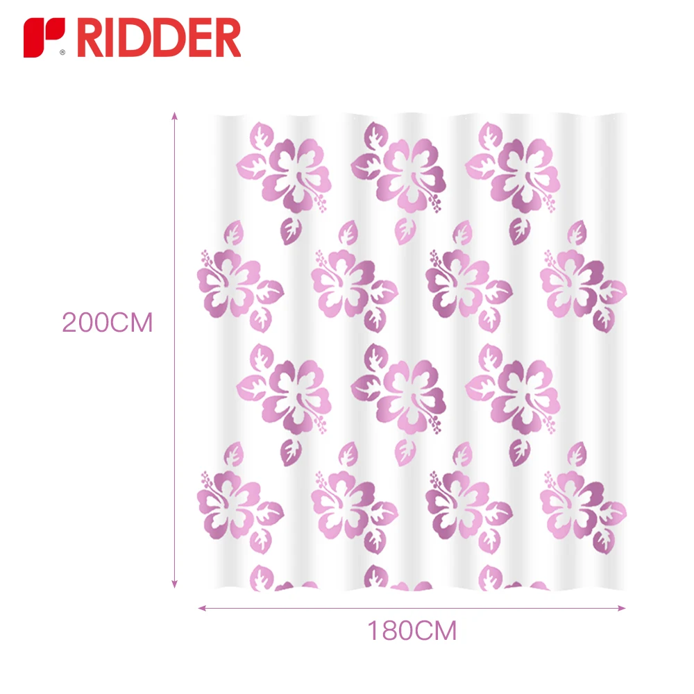 RIDDER Translucent Shower Curtain PEVA,Thicken Mildew Proof Durable Bathroom Screens Rust Proof Grommets Cherry Blossom Pattern