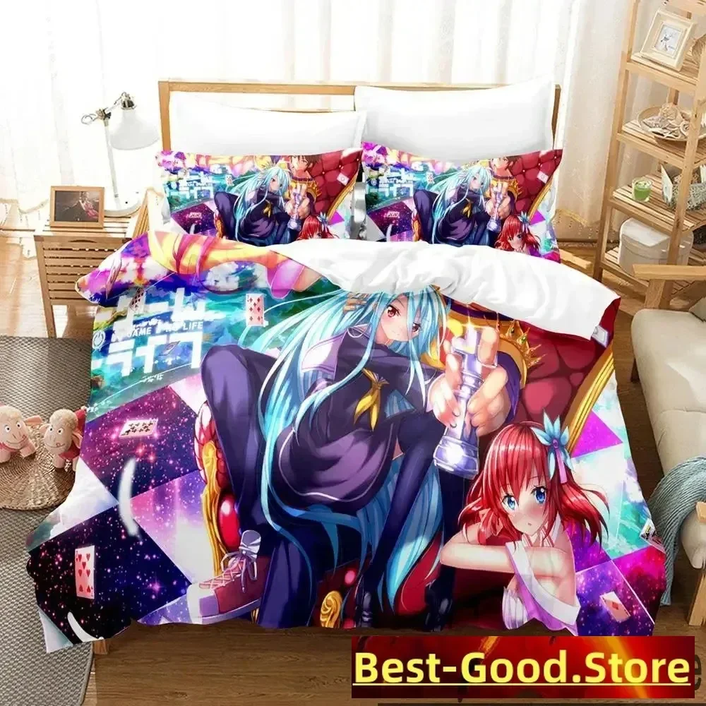 

Anime No Game No Life Bedding Set Duvet Cover Bed Set Quilt Cover Pillowcase Comforter king Queen Size Boys Adult Bedding Set