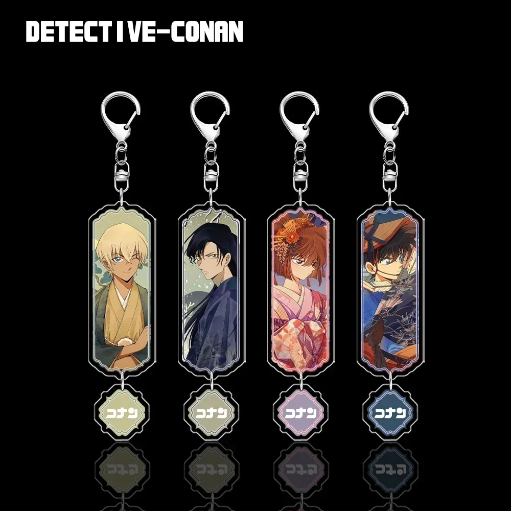 Anime Character Kudou Shinichi Rachel Moore Anita Hailey Sandwich Keyrings HD Pattern Acrylic Key Chain Model Plate Student Gift