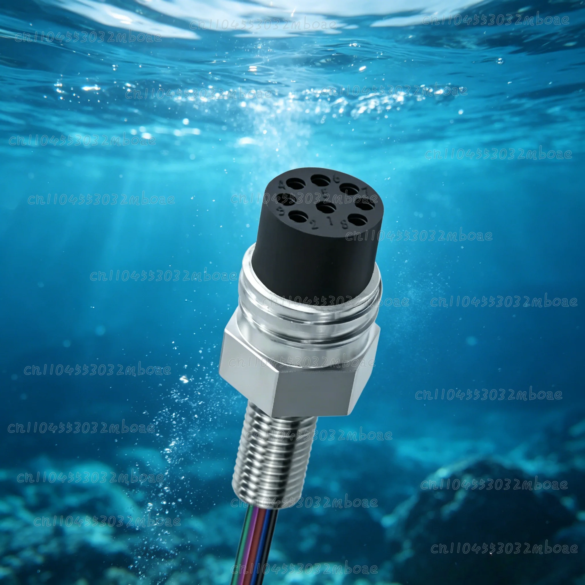 MCBH8F 8Pin Micro Underwater Bulkhead Socket, Wet Pluggable Waterproof Marine Connector for Deepsea ROV Subsea Robot