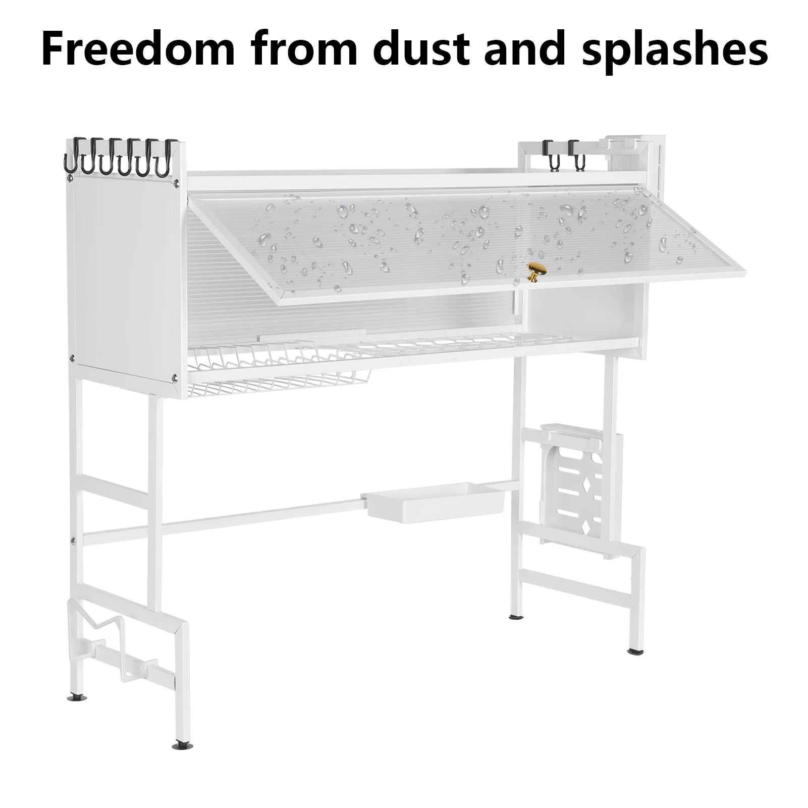 

Кухонная сливная полка, 3-уровневая многофункциональная кухонная полка для хранения, органайзер для кухонной мойки, большая полка для посуды над раковиной с крышкой