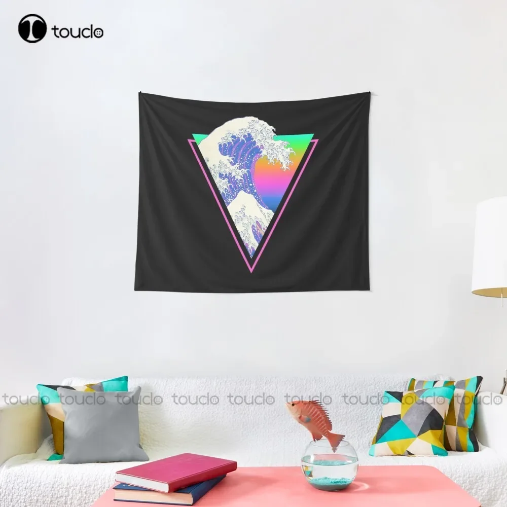 موجة كبيرة ريترو 80S موجة كبيرة 1980S Vaporwave نسيج رائع الفنان نسيج بطانية نسيج غرفة نوم المفرش الديكور #3