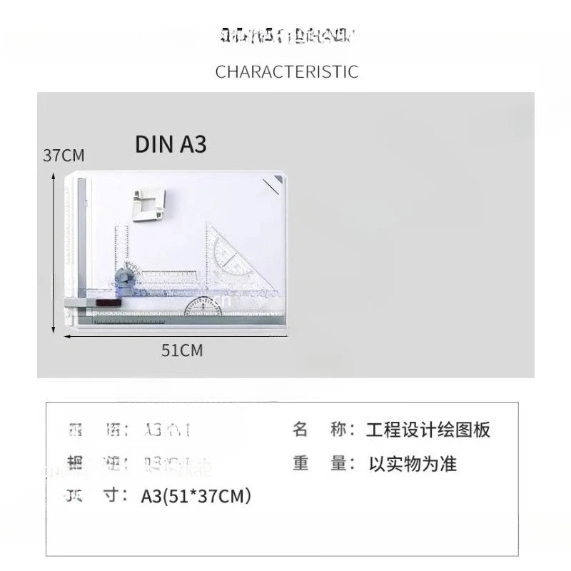 A3 Drawing Board Building Interior Decoration Professional Adjustable Drawing Board Designer Drawing Set Tool T-Ruler