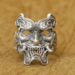 925 Sterling Silver Devil Mask Biker Ring Punk Skull Jewelry TA501 US Size 7~13 MZ