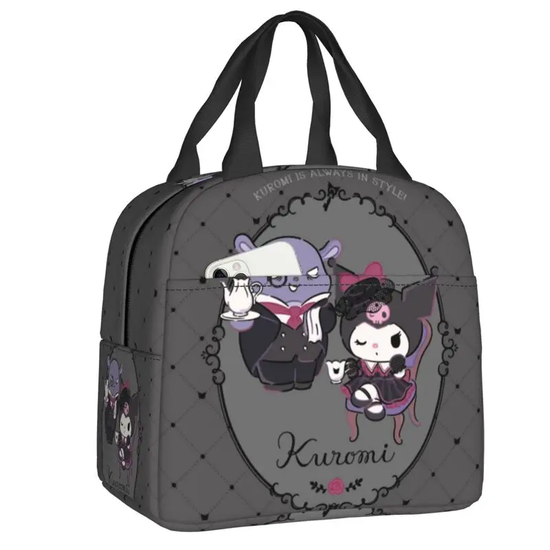 

Custom Kawaii Kuromi Fashion Portable Lunch Boxes Women Leakproof Cartoon Movie Thermal Cooler Food Insulated Lunch Bag School
