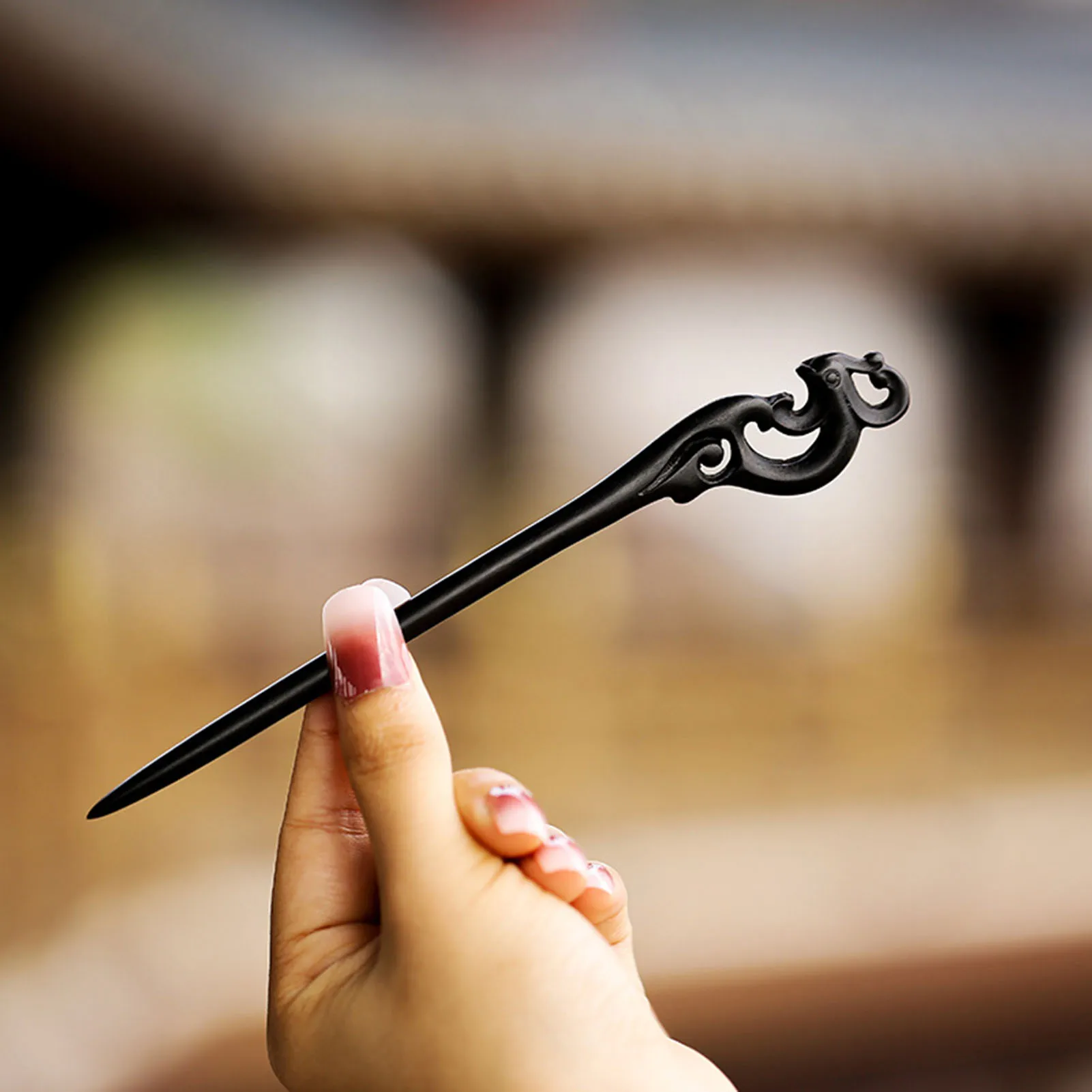 Bastone per capelli in stile cinese Scultura minimalista in legno di sandalo Fiore Forcina Forchette Vintage Hanfu Cheongsam Decor Gioielli per panini per capelli