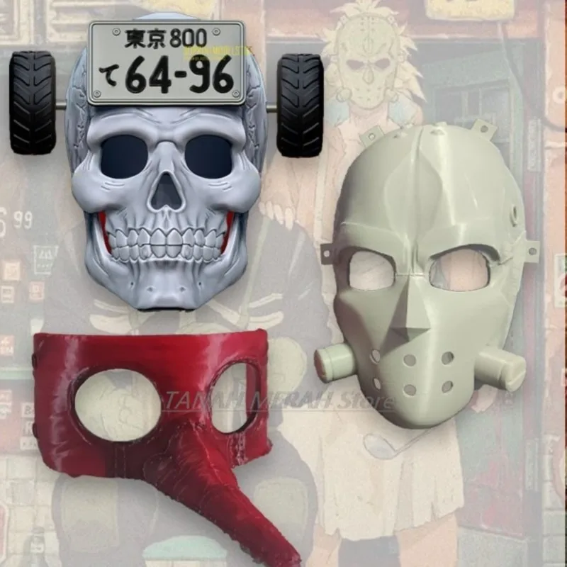 Disfraces sexys para adultos, máscara de Dorohedoro, FUJITA, llavero tradicional japonés de Tengu, casco de Ebisu, máscara de calavera, cosplay