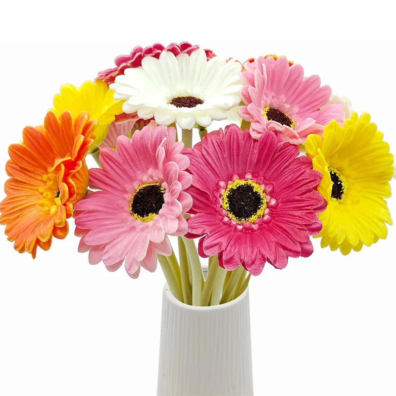 Bouquet de fleurs artificielles en soie Gerbera, 26cm, 5/10 pièces, décoration de table pour mariage et maison, fausse marguerite, arrangements floraux DIY, décoration
