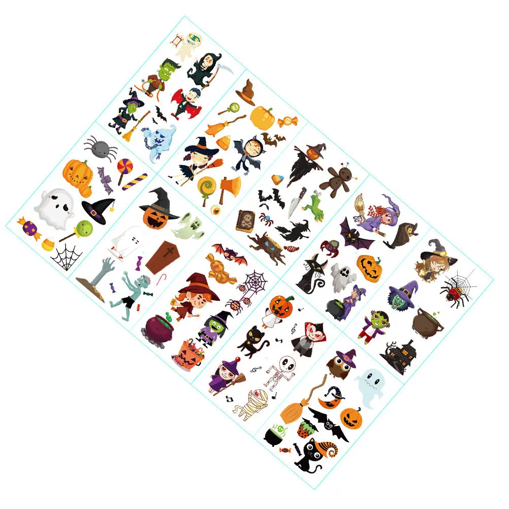 

10 Pcs Waterproof Temporary Stickers Cute Pumpkin Body Decorations Safe Kids Halloween Cosplay School Play Stickers