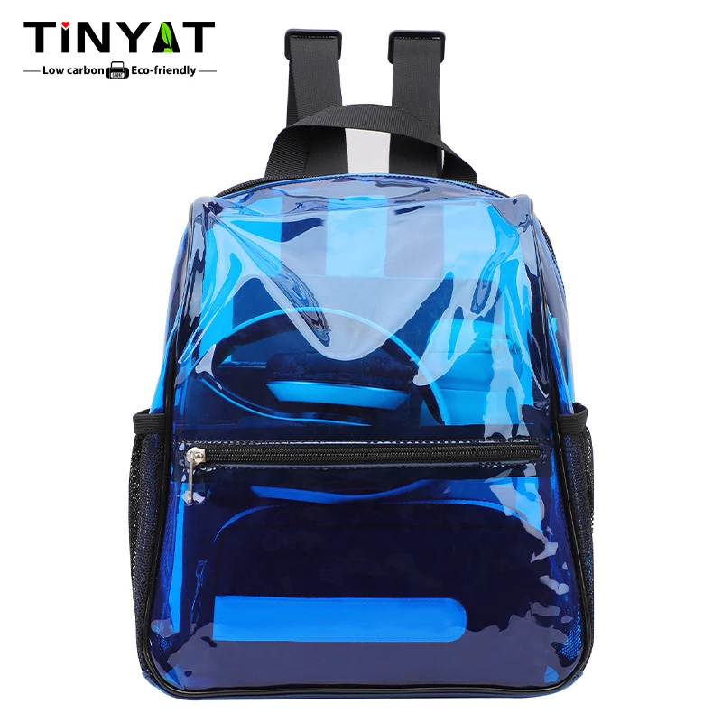 Minimalist Fashion Color Block Lightweight Large Capacity Transparent PVC Backpack for Students Teens Girls Boys Back to School