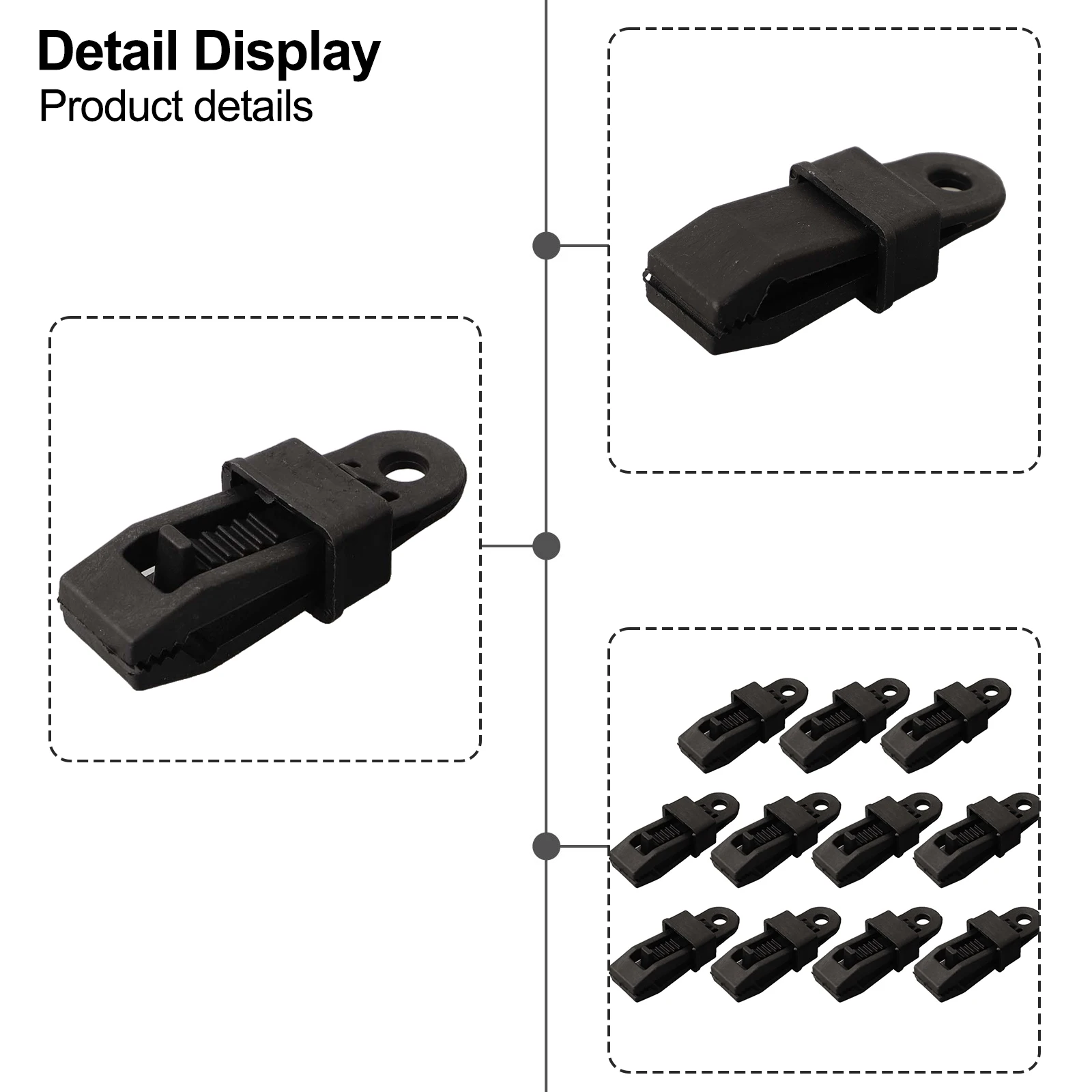 Door Hardware Clamp Clips Adjustable Heavy Duty Lock Grip Black Adjustable For Tarp Shade Heavy Duty Lock Grip