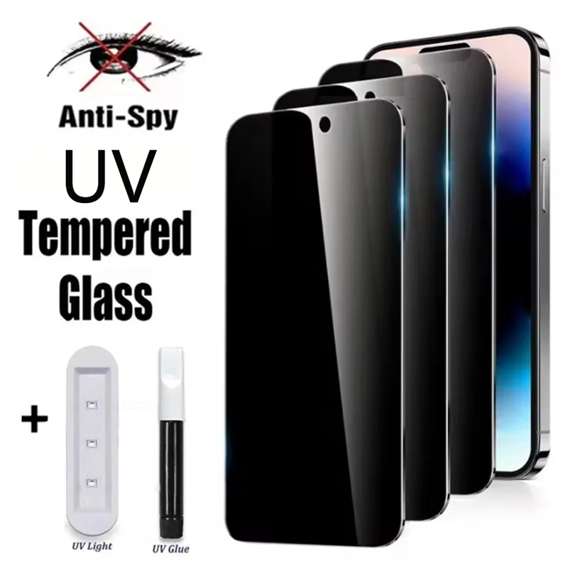 Film de protection d'écran en verre trempé anti-espion UV Full Glue pour OnePlus 9 10 11 Pro 13T Ace 5 6 2 3 15 13 12 11R 12R