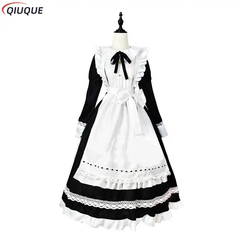 Traje de sirvienta para hombre y mujer, vestido blanco y negro, delantal, vestido Lolita, disfraz de cafetería, disfraz de cosplay, mucama S-5XL