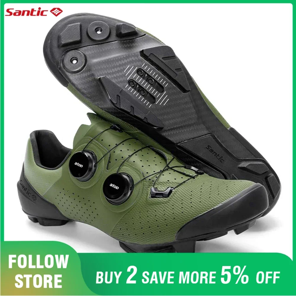 

Santic Cycling Mountain Lock Shoes Outdoor Riding Sport MTB Bike Indoor Biking Carbon Fiber Sole Sneakers Comfortable Breathable
