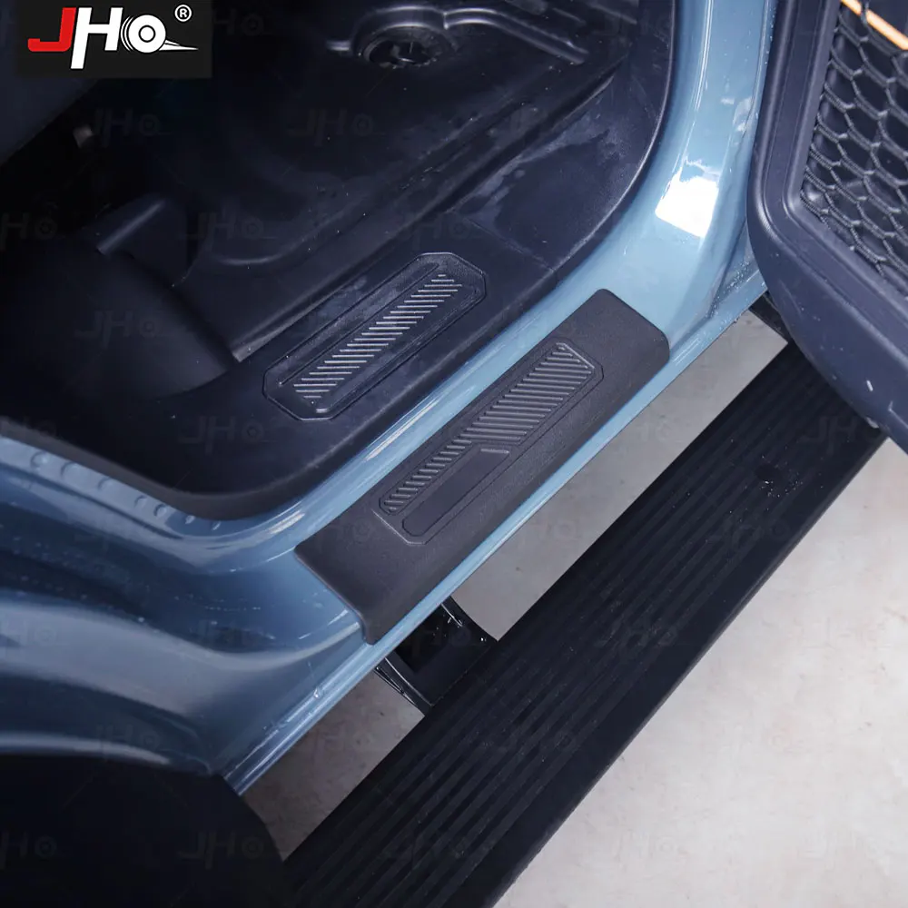 JHO Black Door Sill Scuff Plate Pedal Cover Entry Guard Offroad Protector for 2.3/2.7/3.0T Ford Bronco 2023 2024 Accessories