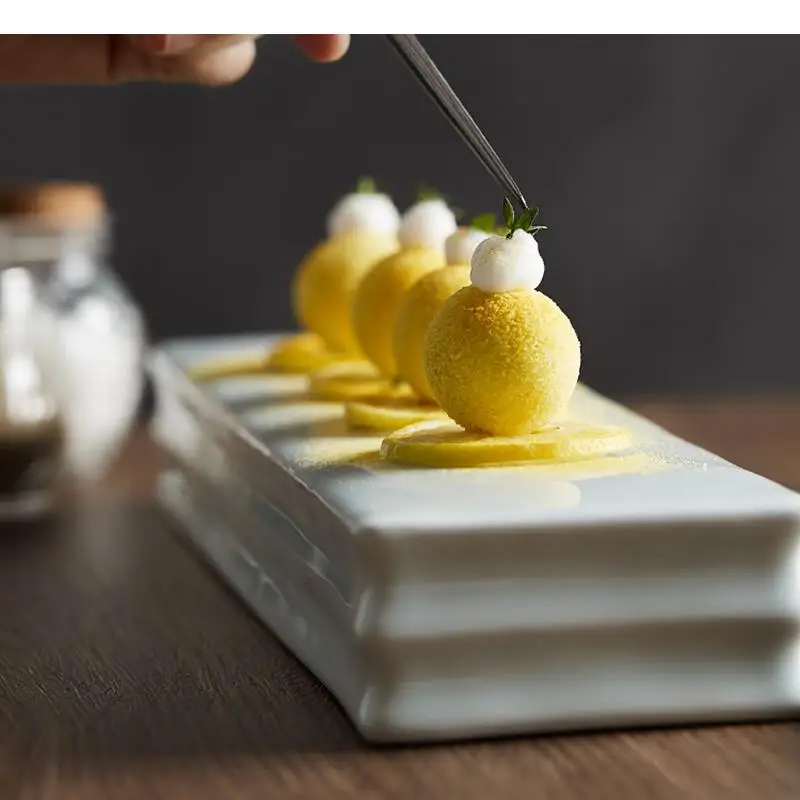 Rectangular Ceramic Bread Dessert Plates Restaurant Solid Color Tableware Sashimi Sushi Snack Tray Cooking Dishes