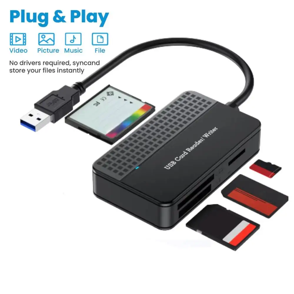 

USB 3.0 Type C USB Card Writer 4 in 1 Flash Card Adapter 5Gbps Memory Card Writer 20cm Cable SD TF CF MS
