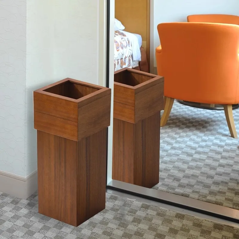 Cubos de basura cuadrados de madera de estilo retro francés, para el hogar, oficina, sala de estar, dormitorio, cubo de almacenamiento de basura, suministros para el hogar, Basurero Cocina FYWB