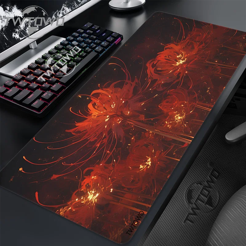 Mouse Pad Gaming Red Spider Lily printon demand Large HD Custom New Mousepad XXL Soft Carpet Non-Slip Natural Rubber Mouse Mats