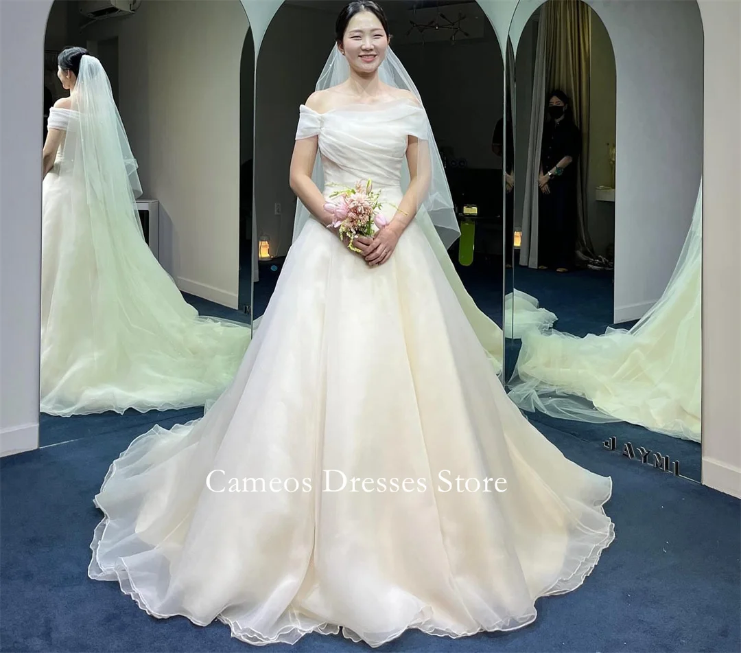 

SONDR индивидуальные свадебные платья принцессы цвета слоновой кости с открытыми плечами и короткими рукавами трапециевидной формы корейские платья невесты женские свадебные платья