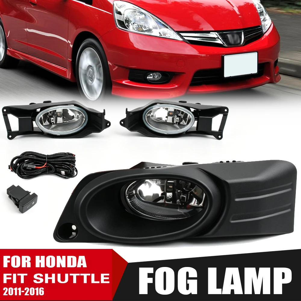 Front Bumper Fog Lamp UpgradeKit FOR HONDA FIT SHUTTLE 2011 2012 2013 14 15 16  Version Additional Foglight Set Switch + Wiring