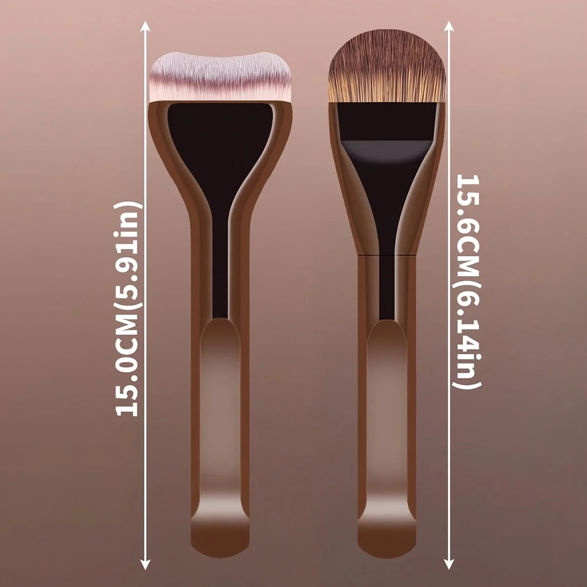 2PCS Foundation Makeup Brushes Ultra Thin Top Mask Brushes Nose Contour U-Shaped Brush for Double Head Nose Shadow Brush