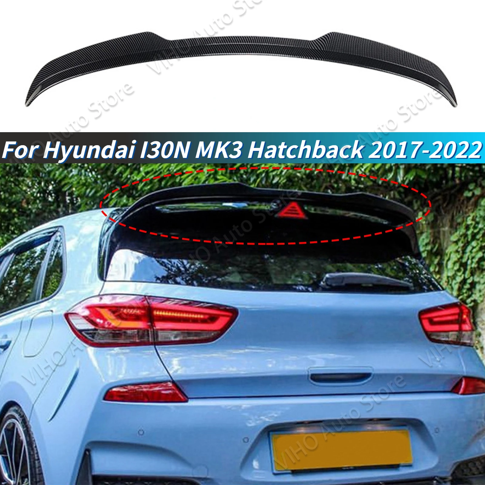 

Автомобильный задний спойлер I30N для хэтчбека Hyundai I30N MK3 2017-2022, крыша багажника, губа, заднее крыло, ABS спойлер, комплект для тюнинга кузова