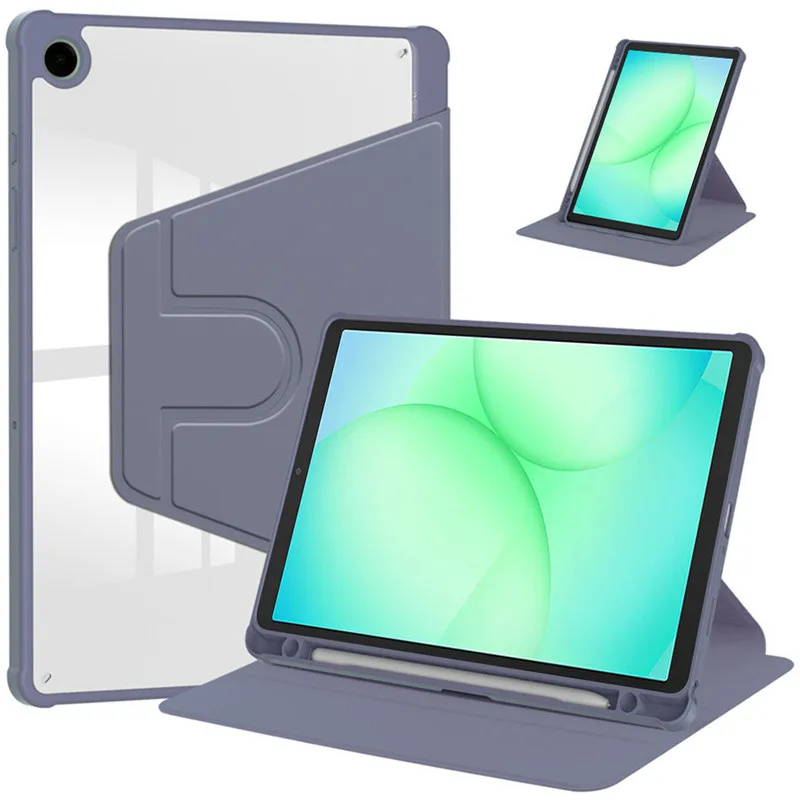 

360 Rotating Acrylic Hard Case for Samsung Galaxy Tab A11 SM-X130 X135 8.7 inch A11 Plus SM-X230 X235 11with Pencil Holder