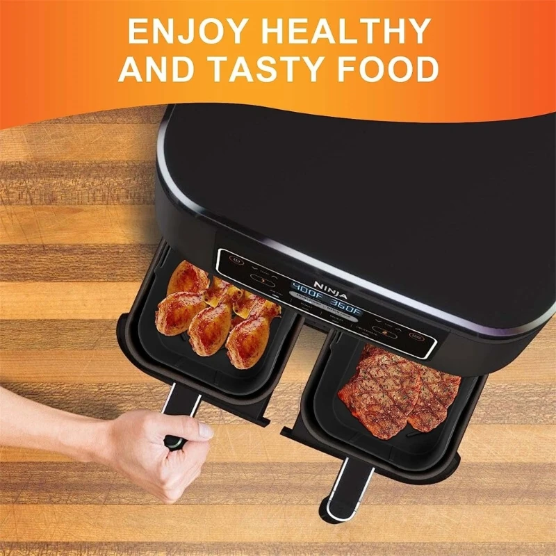 2pcs Silicone Basket Mold Air Fryer Oven Baking Tray Pizza Fried Chicken Basket Compatible for DZ201 6-in-1 8 Quart Air Fryer