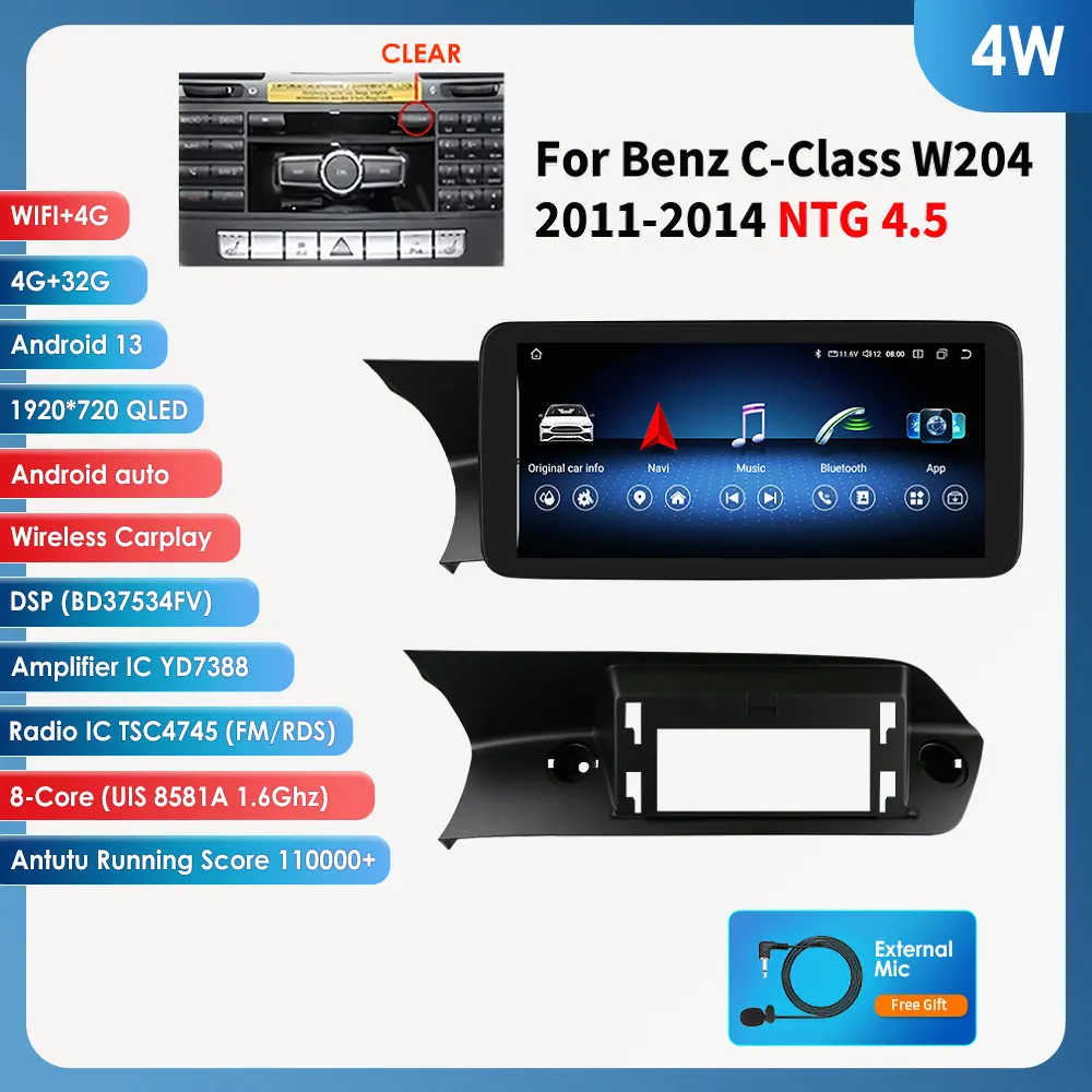 OSSURET 10,25" Autoradio für Mercedes BenzC-Klasse W204 S204 W205 Auto Intelligente Systeme Multimedia Player 2din Carplay Android Auto GPS 9