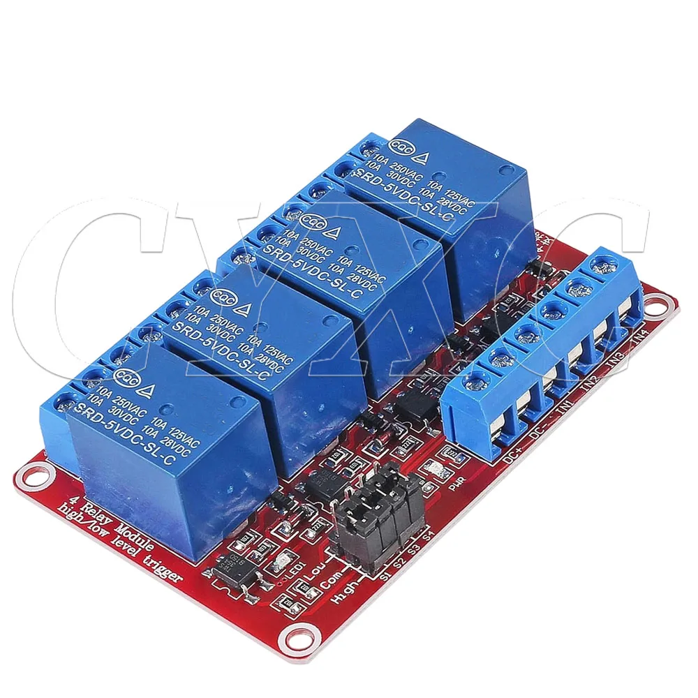 4 Channel 5V 12V 24V Relay Module with Optocoupler High or Low Level Trigger Expansion red Board for Raspberry Pi Arduino