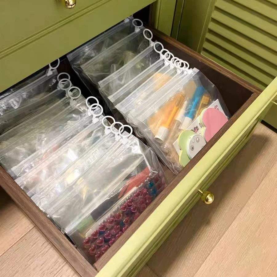 A5 10pcs Clear Travel Storage Bag Zipper Punch Portable File School Supplies Holder Cosmetic Organizer Pocket Bags Category Desk