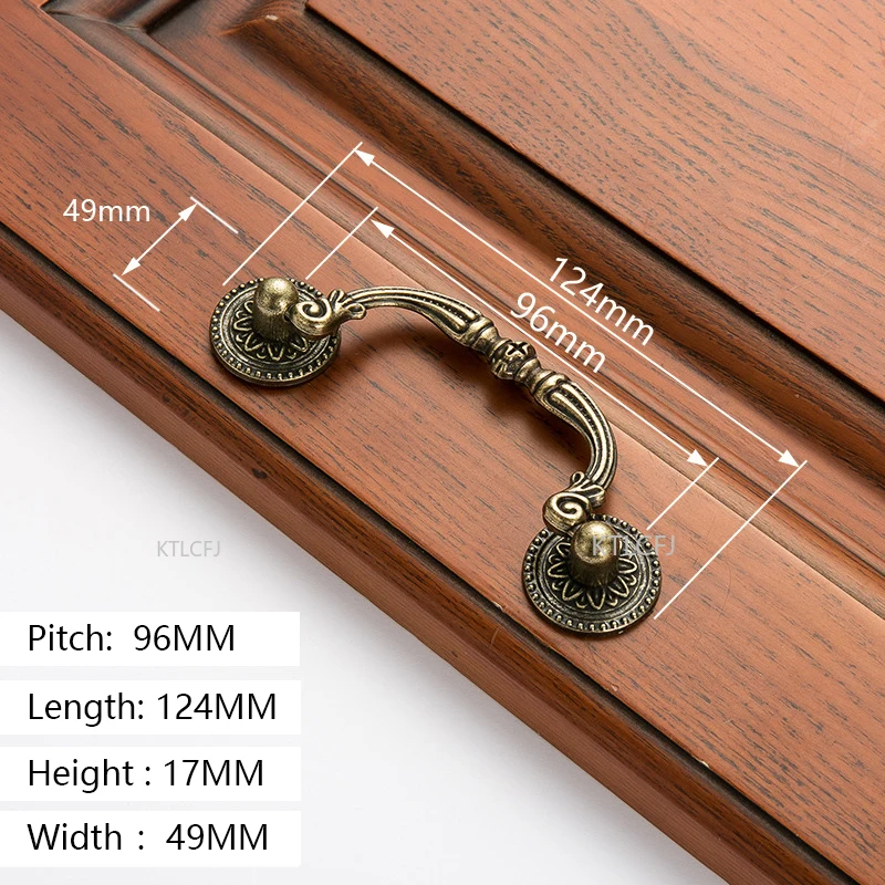 Bronze Cupboard Cabinet Knob Zinc Alloy Antique Dresser Furniture Pull Drawer Kitchen Handle Square Sliding door Hardwares