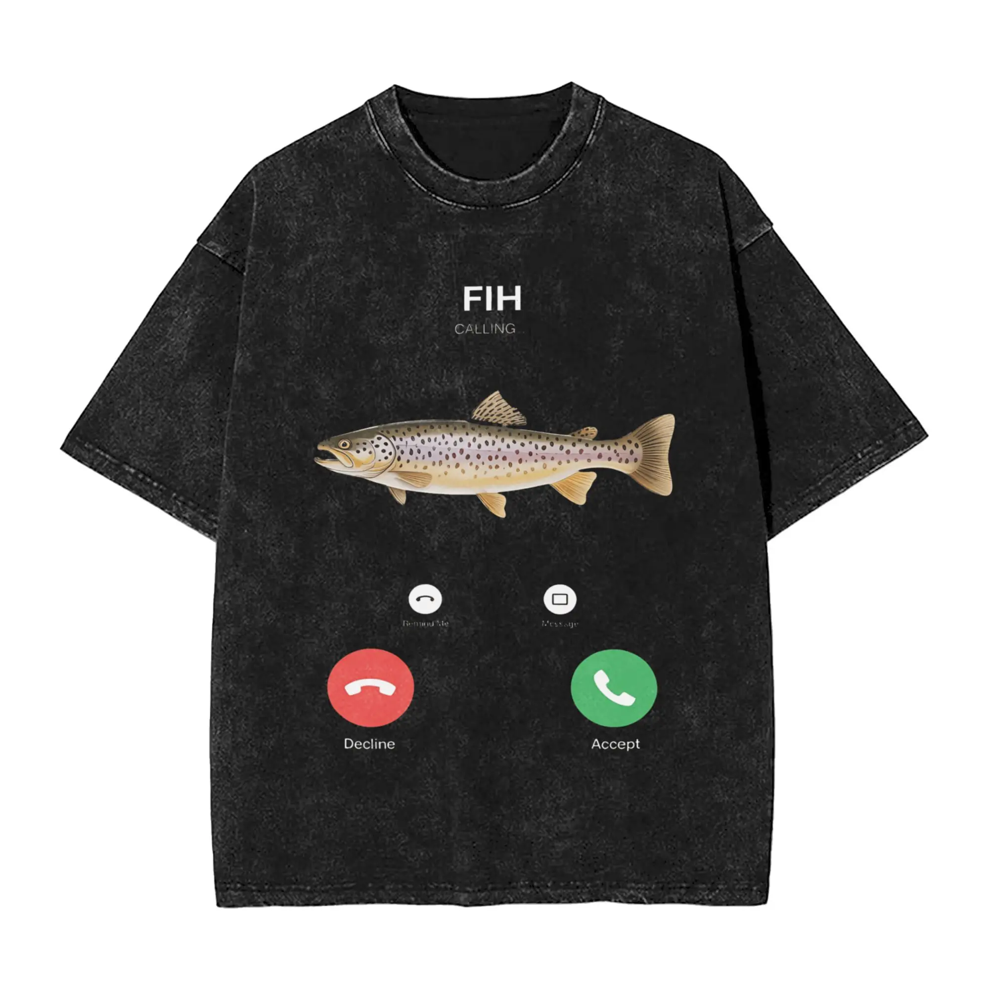 

Футболка Fih Calling Decline Accept Phone Call Модные футболки с коротким рукавом Y2K Ретро Топы Пляжная хлопковая одежда с круглым вырезом большого размера