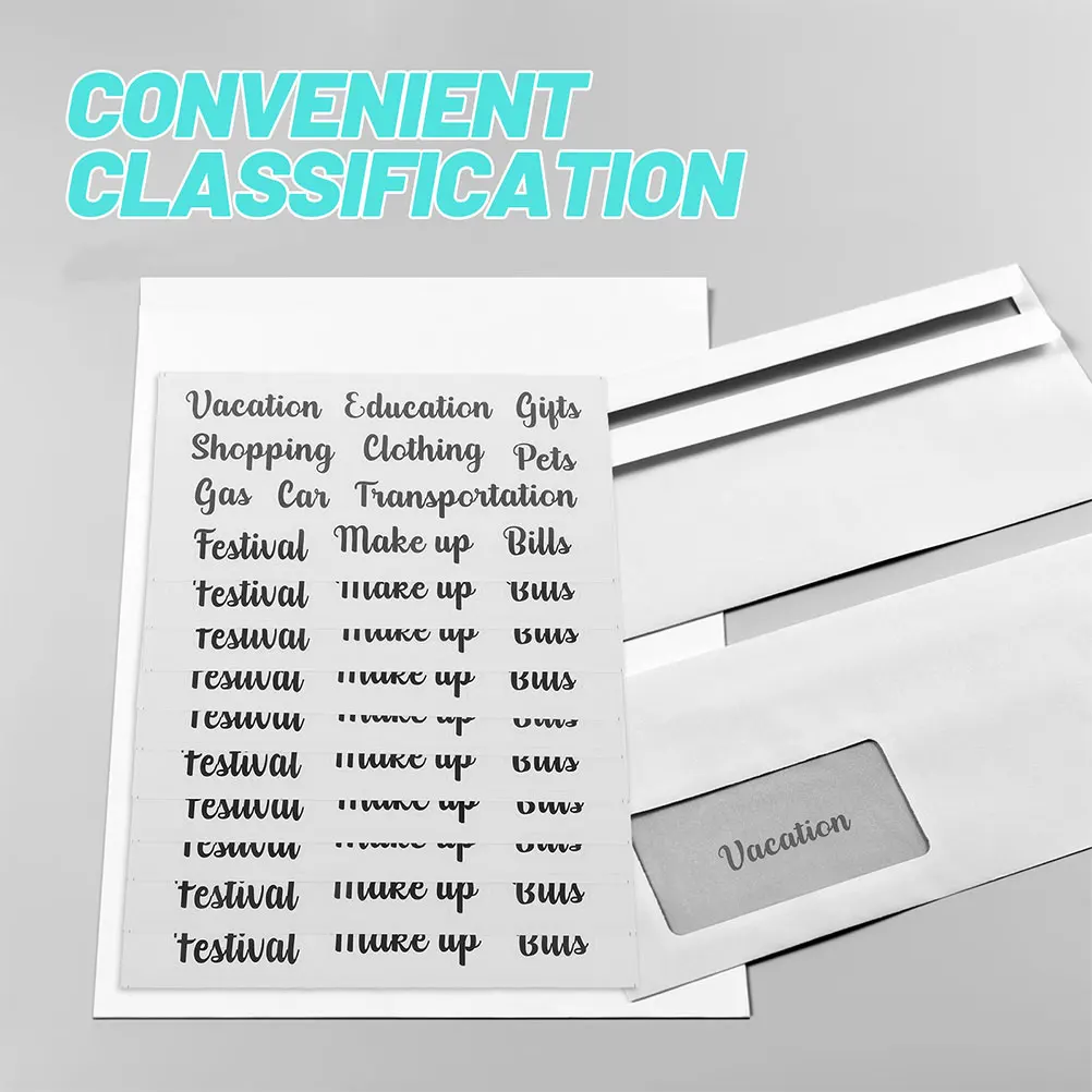 

12Sets Alphabet Label Stickers PVC Self-Adhesive Budget Stickers for Cash Envelope Daily Use Planner Organizer Home Office